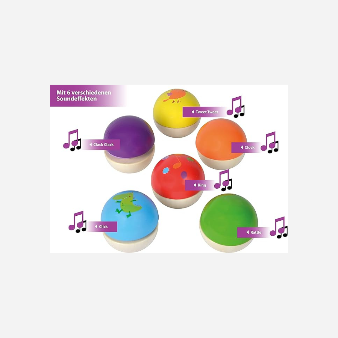 Eichhorn Sound Balls – 6 Colorful Wooden Sound Balls for Babies from 12 Months