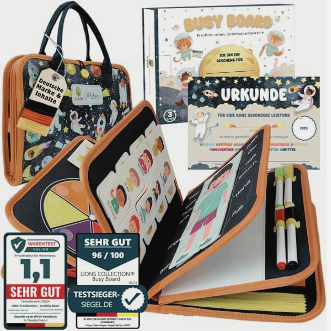 Activity Book German – Montessori Motor Skills Folder & Learning Book for Children from 3 Years