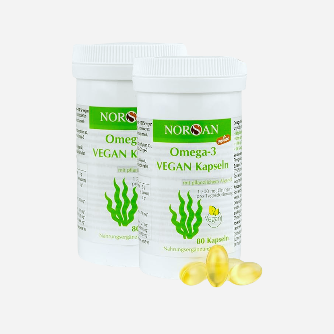 For adults - NORSAN Premium Omega 3 Vegan capsules - 2x 80 pieces, 1,700mg Omega 3 per daily dose