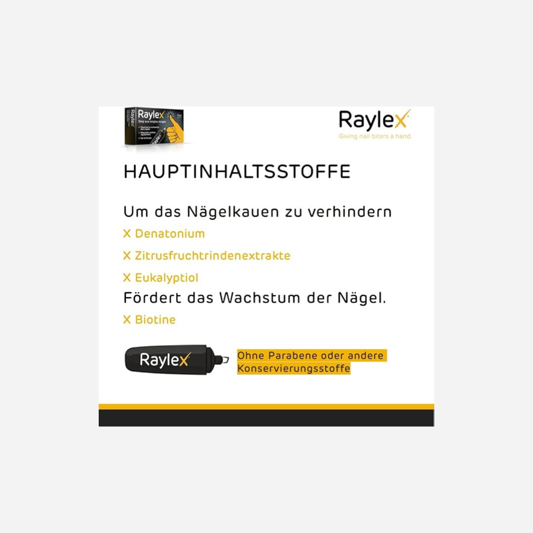 Raylex Anti-Nail Biting Pen – Stops nail biting with bitter citrus flavor for children from 3 and adults