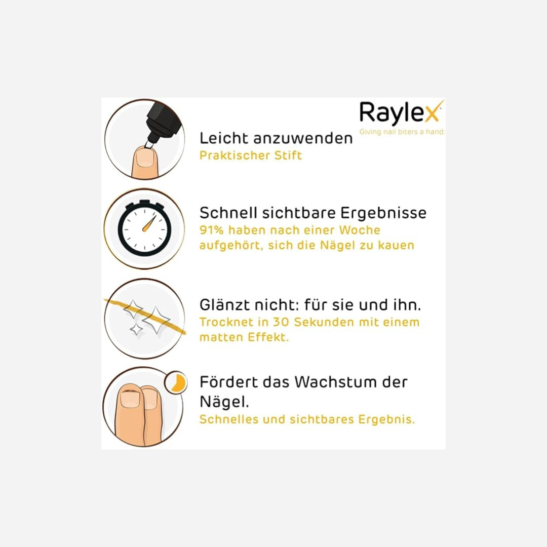 Raylex Anti-Nail Biting Pen – Stops nail biting with bitter citrus flavor for children from 3 and adults