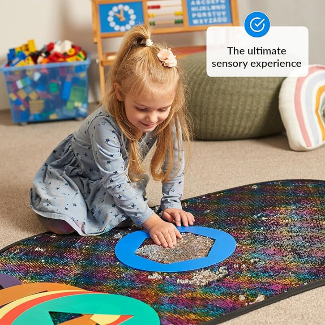 Quadro sensorial com lantejoulas dobráveis para autismo e TDAH