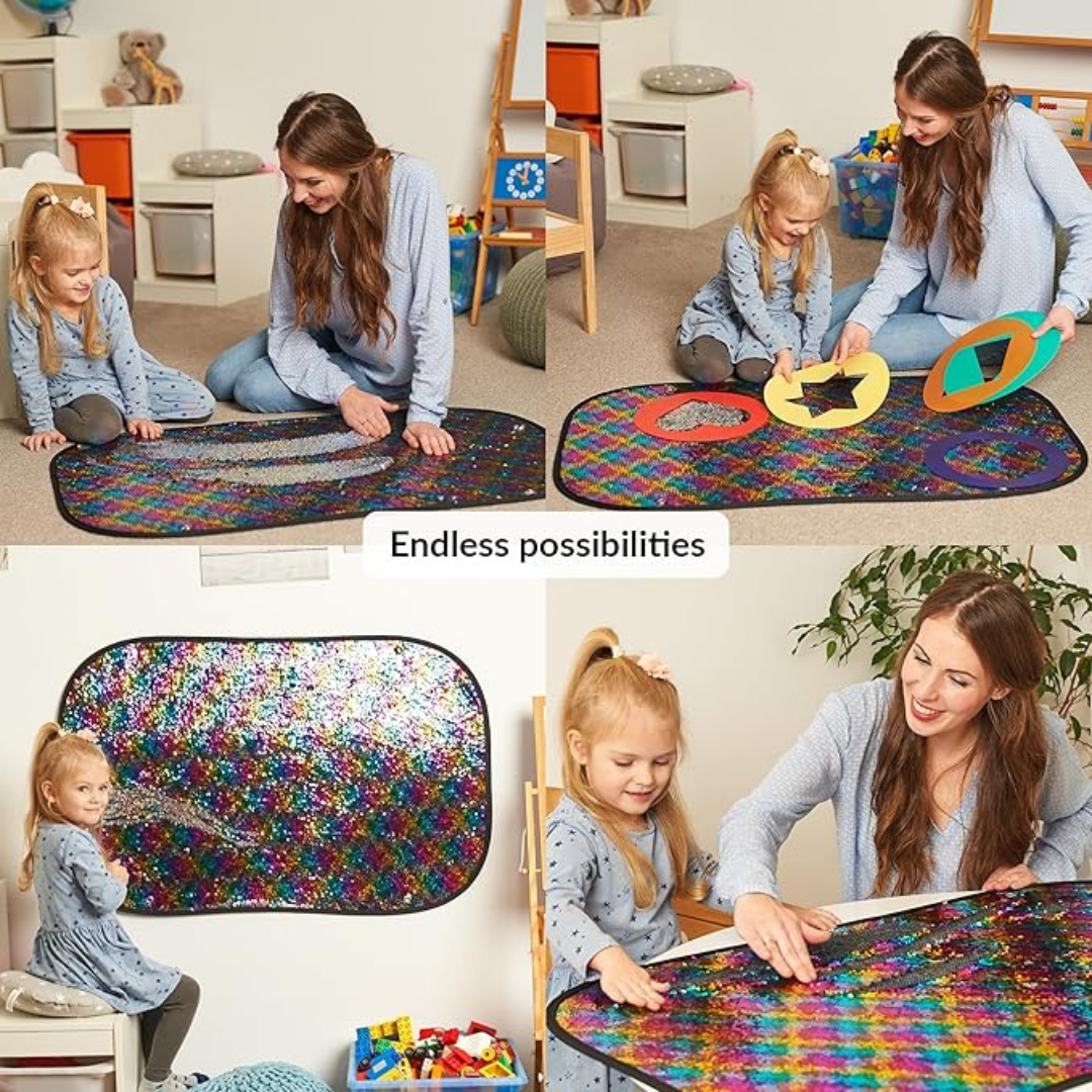 Quadro sensorial com lantejoulas dobráveis para autismo e TDAH