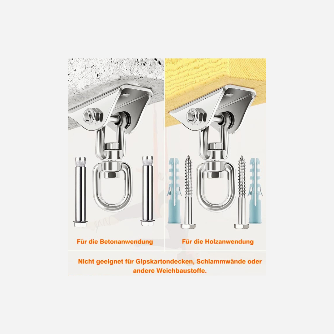 Viomis 2er Pack Deckenhaken aus Edelstahl | 360° drehbar | Bis zu 450 kg belastbar