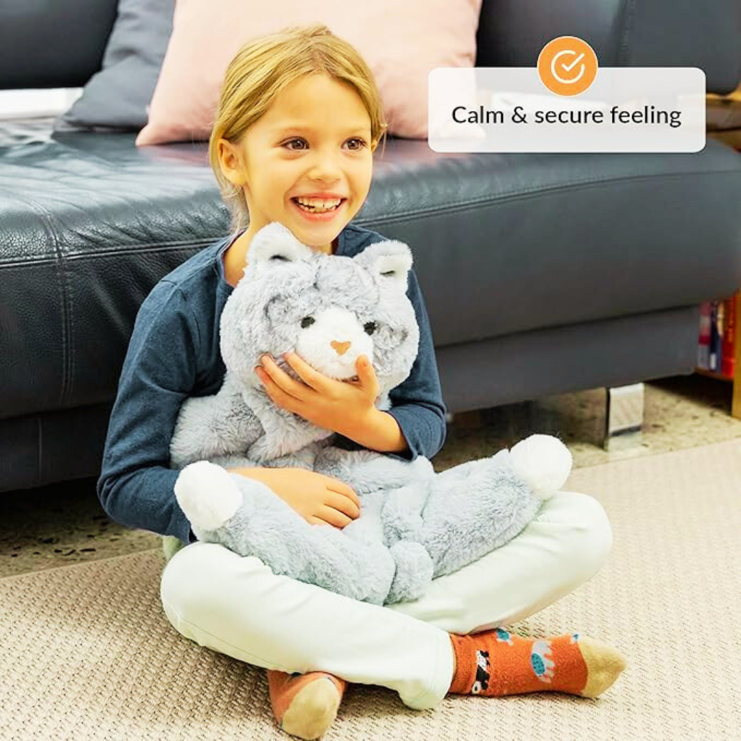 Gato de pelúcia fofinho para distúrbios sensoriais, autismo e TDAH