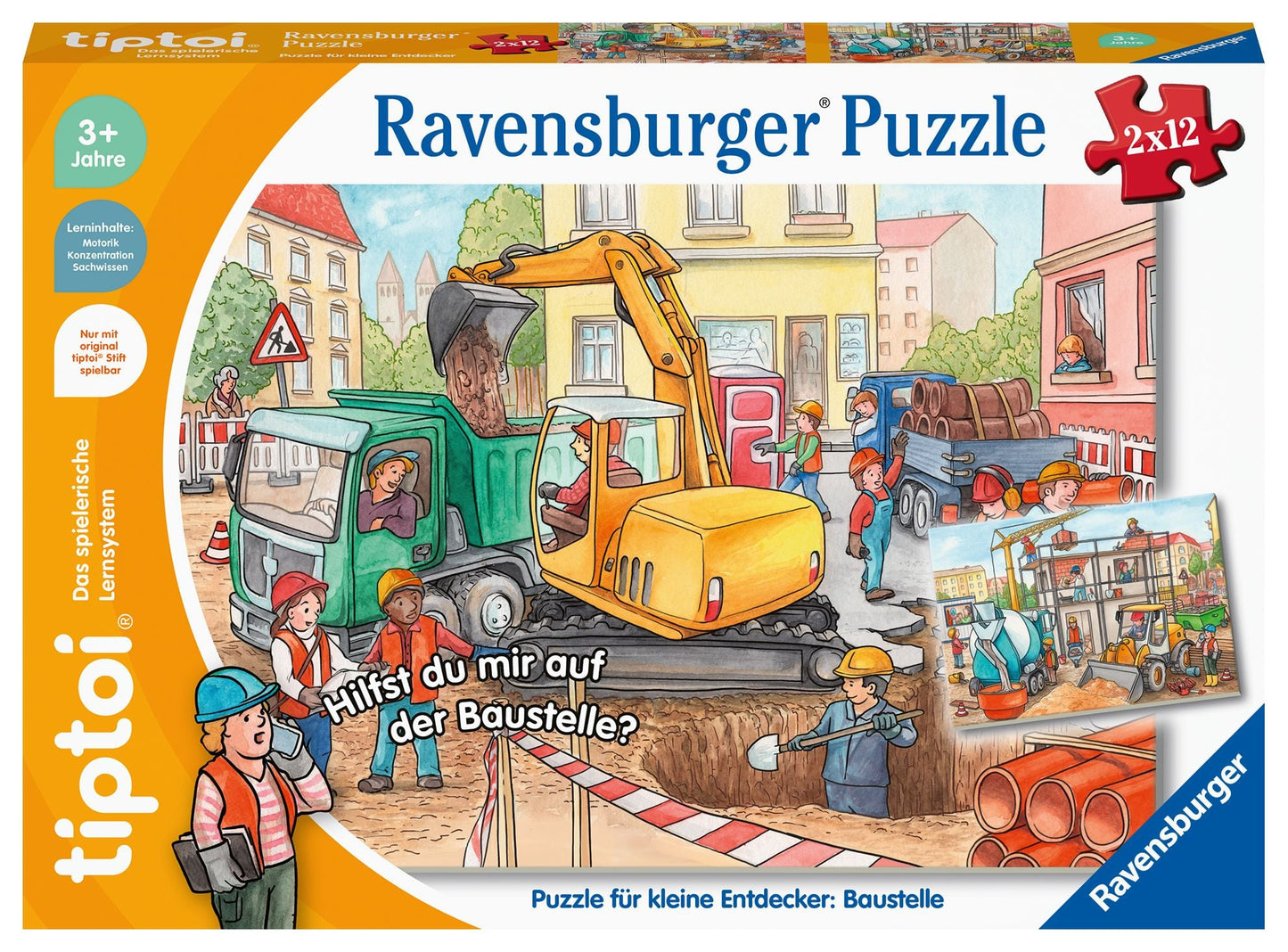 tiptoi® Puzzle für kleine Entdecker: Baustelle - 2x12 Teile
