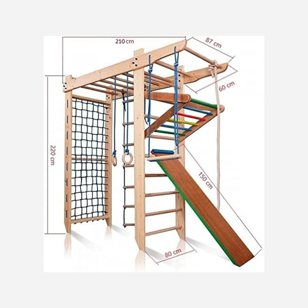 Turnwand Gym Klettergerüst - Hochwertiges Holz, Sprossenwand und Zubehör, EU-Warenlager, Zertifiziert