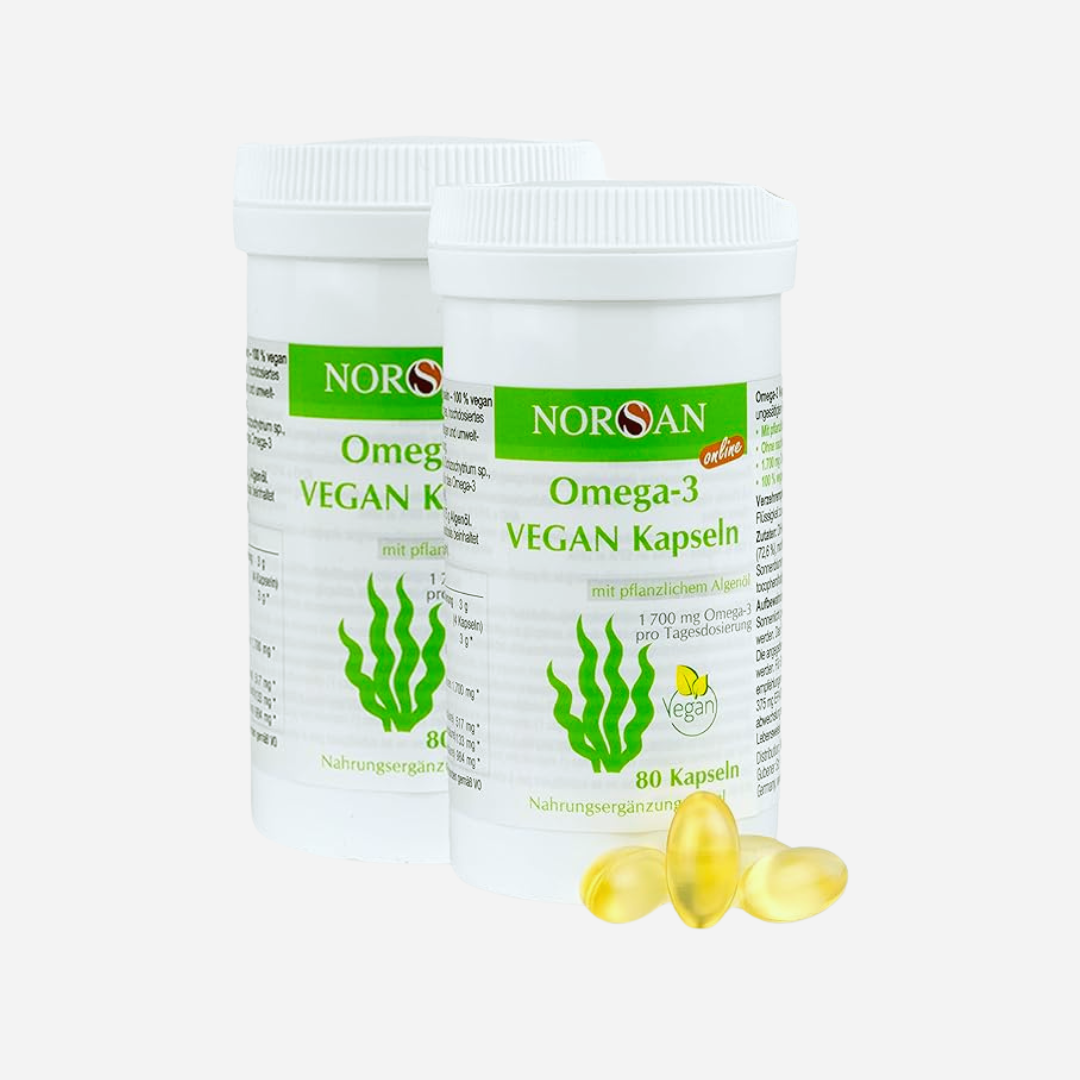 Für Erwachsene - NORSAN Premium Omega 3 Vegan Kapseln - 2x 80 Stück, 1.700mg Omega 3 pro Tagesdosis