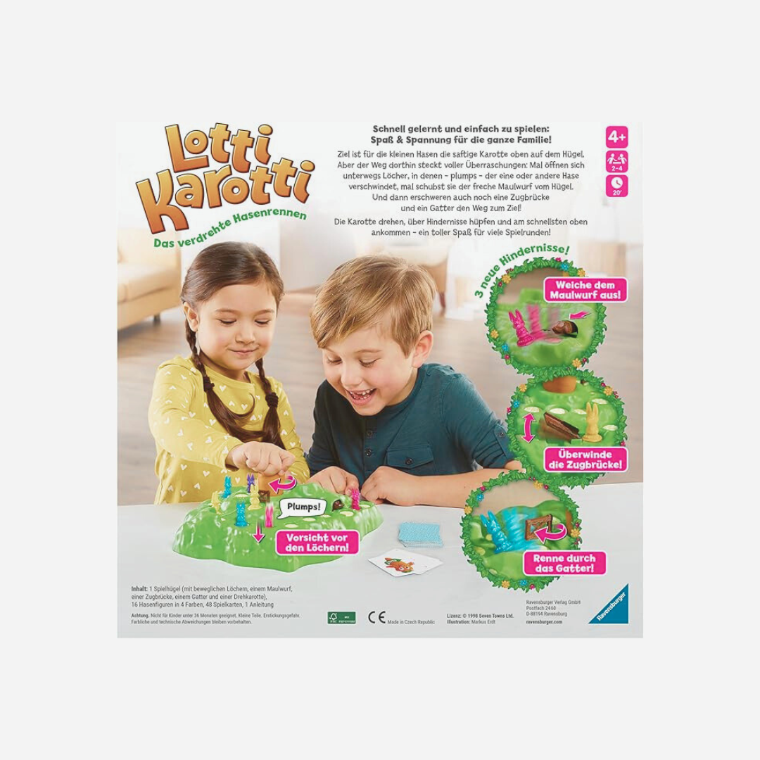 Ravensburger Jogo Infantil 22343 - Lotti Karotti - jogo de corrida para 2 a 4 jogadores a partir de 4 anos